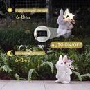 Solar Garden Statues Rabbit with Solar Lights,Mother&Baby Bunny Figurine with Butterfly Changing Lights for Yard Art Garden&Patio Decor,Unique Easter&Birthday Gifts for Women Mom Grandma by CozyNest Decor