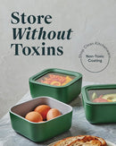 Caraway Glass Food Storage - 10 Cup Glass Container with Ceramic Coated Non-Stick Lids - Easy to Store, Non-Toxic, Dishwasher, Oven, & Microwave Safe by TinyTreasures Baby Boutique