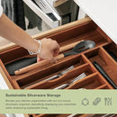 Premium Silverware, Flatware and Utensil Organizer for Kitchen Drawers, Food-Safe Contract Grade, Expandable from 10.5 to 19 In, Natural Acacia by CozyNest Decor