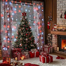 JMEXSUSS 300LED Red and White Christmas Curtain Lights with Remote, 9.8x9.8ft Christmas String Lights Plug in, 8 Modes Twinkle Hanging Fairy Lights for Bedroom Window Wall Porch Indoor Outdoor Decor by CozyNest Decor