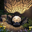 Huaxu Solar Lights Outdoor Garden Decor Metal Black Lotus Decoration, Crackle Globe Glass Waterproof LED Outside Table Lamp for Patio,Lawn, Yard,Walkway,Tabletop,Ground Gifts for Mom by GreenHaven Gardens
