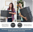 Medium 15" 21 Quart Collapsible Stackable Storage Bins with Lids, 3 Packs Dark Grey Foldable Fabric Closet Boxes Heavy-duty Linen Cube Baskets Container for Bedroom Office (15 x 11 x 8) by CozyNest Decor