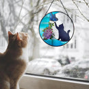 Cat Stained Glass Butterfly on Moon Gifts, Handcrafted Suncatchers Black Cat for Stained Glass Window Hangings, Cat Gifts for Cat Lovers, Painted Glass Panel Decor Funny Cat Themed Gift by GreenHaven Gardens