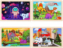 Wooden Puzzles Toys for Kids Ages 3-5, Set of 4 Packs Dinosaur, Space, Transportation Wood Toddler Puzzles, Preschool Brain Teaser Toys for Boys and Girls 2 3 4 5 6 Years Old by TinyTreasures Baby Boutique