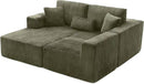 Modular Sectional Sofa Cloud Sectional Couch, 135" Comfy Fluffy L Shaped Olive Green Couches for Living Room, Deep Seat Memory Foam Plush Corduroy Boneless Couch Sectionals Left Facing Chaise Sofa by CozyNest Decor