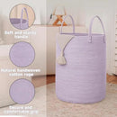 Large Woven Laundry Basket Hamper,60L Cotton Rope Storage Bin for Blankets,Toys and Clothes,Decorative Tall Nursery Hamper for Living Room,Baby Nursery,Bathroom and Bedroom,Purple by CozyNest Decor