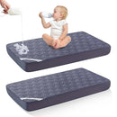 Waterproof Crib Mattress Protector 2 Pack, Soft and Breathable Crib Mattress Pad Cover, Noiseless Machine Washable Toddler Mattress Protector for Standard Baby Toddler Bed (52''x28'',Navy Blue) by TinyTreasures Baby Boutique