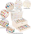 Earrings Jewelry Box for Girls, 5 Layers Jewelry Organizer with Earring Holder Organizer for Girls Earring Organizer Jewelry Boxes for Women Earrings and Necklaces Jewelry Box Organizer Beige by TinyTreasures Baby Boutique