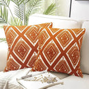 Alysheer Embroidered Decorative Throw Pillow Covers 18x18 inches Set of 2 Pieces, Boho Geometric Modern Chic Classic Pattern Cotton Cushion Cases for Sofa Couch Bed Living Room(Burnt Orange) by CozyNest Decor