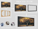 Tree Painting Wall Art for Office - Hand Painted Gold and Black Canvas Wall Art for Living Room - Black Framed Wall Art for Bedroom Size 29" x 59" by CozyNest Decor