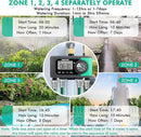 RESTMO 4-Outlet Sprinkler Timer with Brass Inlet, 4 Zone Programmable Water Timer for Garden Hose, Automatic Digital Control | Manual ON/Off | Rain Delay, for Outdoor Faucet, Drip Irrigation and Lawn by GreenHaven Gardens
