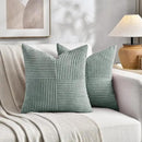 Fancy Homi 2 Packs Grey Blue Samll Decorative Throw Pillow Covers 14x14 Inch with for Couch Bed Sofa, Rustic Farmhouse Boho Home Decor, Soft Corss Patchwork Corduroy Square Cushion Case 35x35 cm by CozyNest Decor