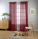MIUCO Semi Sheer Curtains Poly Linen Textured Solid Grommet Curtains 95 Inches Long for Window Treatment 2 Panels (2 x 37 Wide x 95" Long) Burgundy by CozyNest Decor
