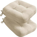 Codi Dining Chair Cushions 2 Pack, Thick Chairs Pads for Indoor Kitchen Room - Washable, Non-Slip Memory Foam Seat Cushion with Ties, 16.5"x16.5"x 3.5", Set of 2, Beige by CozyNest Decor