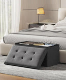 Storage Ottoman Bench, Folding Ottoman Foot Rest, 15 x 30 x 15 Inches, End of Bed Bench,Storage Chest, for Living Room, Bedroom, Hallway, Entryway, Dark Gray by CozyNest Decor