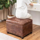 Joveco Leather Storage Ottoman, 24" Rectangle Tufted Square Upholstered Bench, Foot Rest Stool with Wood Legs, Footstool for Living Room Bedroom, Coffee by CozyNest Decor