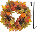 Fall Wreaths for Front Door 26'' Autumn Velvet Pumpkin Wreath with Metal Hook Large Harvest Maple Wreath Fall Decoration for Home Halloween Thanksgiving Decoration, Briful by CozyNest Decor