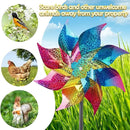 Hausse 10 Pack Reflective Pinwheels Wind Spinner, Extra Sparkly Rainbow Pinwheel with Stakes, Bird Repellent Blinder Devices Deterrent to Scare Birds Away from Yard Patio Farm Garden, Colorful by CozyNest Decor