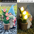 COWOS Garden Gnome Statue, Sculpture of a Dwarf Holding a Shovel and a Flower Pot, Solar Gnome Statues Outdoor Decor, Outside Lawn Patio Yard Ornament Gifts by CozyNest Decor