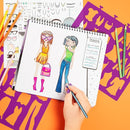 Fashion Angels Glam Fashion Sketch Set, Includes Sketch Pad with Stencils & Stickers, Fashion Design Sketch Book for Girls, Ideal Drawing Kit for Kids by TinyTreasures Baby Boutique