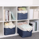 Bidtakay Storage Baskets Collapsible [3-Pack] Decorative Storage Bins with Cotton Rope Handles 15 X 11 X 9.5 Inch Organizing Baskets for Shelves Clothes Closet Navy Blue Baskets for Gifts Empty by TinyTreasures Baby Boutique