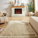 AMTOVO Faux Fur Sheepskin Rug for Living Room, 4 x 6 ft Beige Fluffy Area Rug for Bedroom, Playroom, Luxury Room Decor, Rectangle by CozyNest Decor