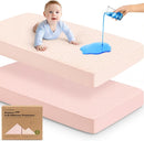Waterproof Crib Mattress Protector Cover Fitted - 2-Pack Quiet Baby Crib Mattress Pad Sheets, 52" x 28" Soft Quilted Cotton Baby Sheet, Machine Washable, Easy Fit, Durable (Mist Rose/Mavy) by TinyTreasures Baby Boutique