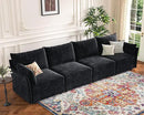 134.6" Modular Sectional Sofa, Oversized 4 Seater Couch with Removable Black Chenille Fabric Cover, Deep Seat & High Backrest for Living Room, Office & Apartment by CozyNest Decor