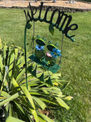 Frog Solar Light Garden Outdoor Decoration Swing Metal Stake Lamp with Welcome Sign Waterproof Patio Yard Decor Gifts-48 inch by CozyNest Decor