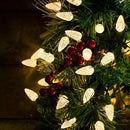 2PC C6 Led Christmas String Lights, 60 Led 20FT Battery Operated Strawberry Lights, Waterproof 8 Lighting Modes Fairy Lights for Indoor Outdoor Patio Garden Party X-mas Decoration(Warm White) by GreenHaven Gardens