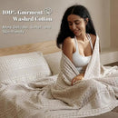 PHF 100% Cotton Waffle Weave Blanket Queen Size, Soft Lightweight Breathable Cozy Summer Blankets for Bed, Luxury Aesthetic Woven Bedding for Home Decor, 90"x90", Oatmeal by CozyNest Decor