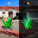Upgraded Large Metal Yard Art, Metal Agave Plant Yard Decorations Outdoor Sculpture, Metal Flowers for Outside, Waterproof Outdoor Garden Decor (Blue (W/Solar Light)) by GreenHaven Gardens