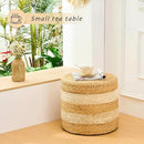 Handwoven Ottoman Pouf, Natural Water Hyacinth Footstool, Round Braided Outdoor Seat with Sturdy Frame, Boho Accent Stool for Patio, Balcony, or Garden (White) by CozyNest Decor