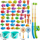 Magnetic Fishing Game Pool Toys for Kids 3-5, Water Table Bathtub Kiddie Party Toy with Pole Rod Net Plastic Floating Fish, Outdoor Toys for Kids Age 3 4 5 6 7 8 Year Old by TinyTreasures Baby Boutique