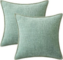 MIULEE Pack of 2 Couch Throw Pillow Covers 18x18 Inch Greyish Green Farmhouse Decorative Pillow Covers with Stitched Edge Soft Chenille Solid Dyed Spring Pillow Covers for Sofa Bed Living Room by CozyNest Decor