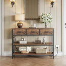 Lulive Entryway Table with Power Outlets, Console Table with 3 Fabric Drawers, Sofa Table for Living Room, Hallway, Couch, Foyer, Height Adjustable (Rustic Brown, 43") by CozyNest Decor