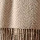 CUDDLE DREAMS Silk Throw Blanket with Hand-Knotted Fringe, Natural, Soft & Breathable (Herringbone-Taupe) by CozyNest Decor