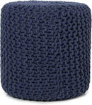 REDEARTH Cylindrical Pouf Ottoman -Hand Knitted Poof Pouffe Accent Chair Seat Footrest for Living Room, Bedroom, Nursery, kidsroom, Patio, Gym; 100% Cotton (16x16x16; Navy Blue) by CozyNest Decor