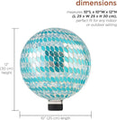 Alpine Corporation 10" Diameter Indoor/Outdoor Glass Mosaic Gazing Globe Yard Decoration, Blue Mosaic Petals Design by GreenHaven Gardens