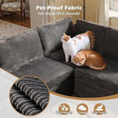 Modular Sectional Sofa with Chaise U Shaped Sectional Couch for Living Room, 5-Seater Comfy Cloud Couches, Plush Corduroy, Gray by CozyNest Decor