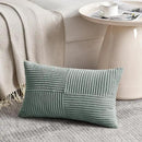 Fancy Homi 2 Packs Grey Blue Lumbar Decorative Throw Pillow Covers 20x28 Inch for Living Room Couch Bed, Rustic Farmhouse Boho Home Decor, Soft Striped Corduroy Rectangle Accent Cushion Case 50x70 cm by CozyNest Decor