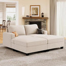 Nolany Corduroy Sectional Couch with Storage Ottoman, Sleeper Sectional Sofa, Modular Sectional Couches for Living Room, Beige by CozyNest Decor