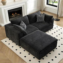 LoveSeat Cloud Couch Modular Sectional Sofa for Living Room,Modern Sofa with Deep Seat，2 Seater Boneless Couch with Ottoman,Comfy Upholstered Couches for Apartment, Studio, Office,Bedroom，Black by CozyNest Decor