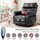 Dual Motor Power Lift Recliner Chair for Adult & Elderly, Infinite Position Lay Flat Lift Chair with Heat & Massage, Cup Holder, Lumbar Pillow, Wireless Charger, USB Ports, Leather (Silver Grey) by CozyNest Decor