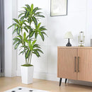 Artificial Dracaena Tree Artificial Silk Tree Faux Tree Fake Tropical Yucca Floor Plant with White Tall Planter (1, White Tall Planter, 6FT) by CozyNest Decor