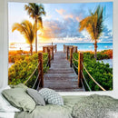 Delur Beach Sunset Tapestry Tropical Seaside Palm Tree Coastal Tapestry Wall Hanging Sunrise Nature Landscape Scenic Psychedelic Headboard for Bedroom Living Room Home Decor (59.1" x 78.7") by CozyNest Decor