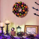 JORNOY 13inch Small Halloween Ball Wreath with Ghost&Pumpkin Accents - Seasonal Orange/Black Wall Hanging, Front Door, Mantel, Porch Decor for Home by CozyNest Decor
