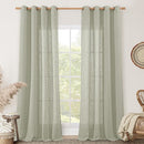 LAMIT 95 Inches Long Sheer Linen Curtains for Living Room 2 Panels, Light Filtering Country Rustic Drapes Farmhouse Window Treatment with Bronze Grommet for Bedroom, Sage Grey, 52 x 95 Inch by CozyNest Decor