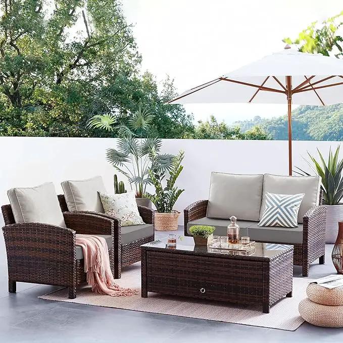 Favoyard Patio Chair Cushions 24 x 24 x 4 Inch Waterproof Outdoor Seat Cushions for Patio Furniture 3-Year Color Fastness Garden Sofa Couch Chair Pads with Handle & Adjustable Straps Set of 2, Grey, photo 2 of 7