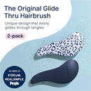 Crave Naturals Glide Thru Detangling Hair Brush for Adults and Kids - Detangler Hairbrush for Curly or Straight, Wet or Dry Hair - Gentle on Tangles Comb - Navy Blue and Blue Cheetah (Pack of 2) by TinyTreasures Baby Boutique
